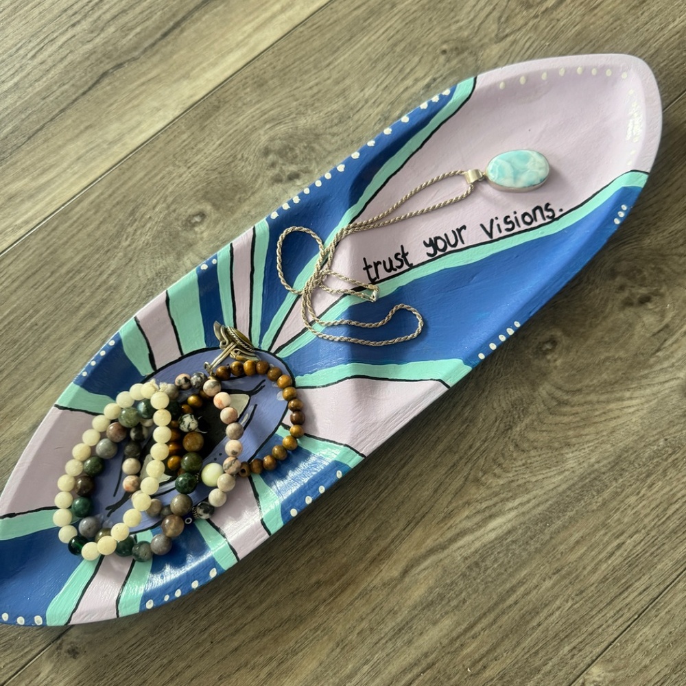 👁️ Hand-Painted "Trust Your Visions" Boho Wooden Altar Tray